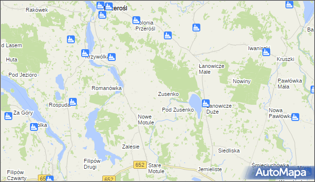 mapa Zusenko, Zusenko na mapie Targeo