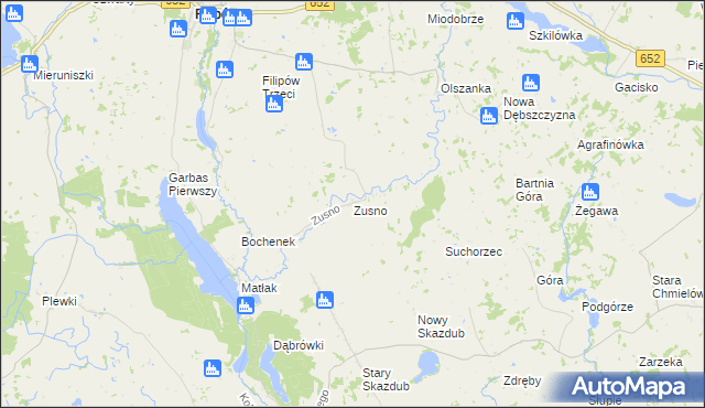 mapa Zusno, Zusno na mapie Targeo