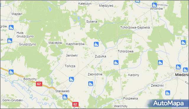 mapa Zuzułka, Zuzułka na mapie Targeo