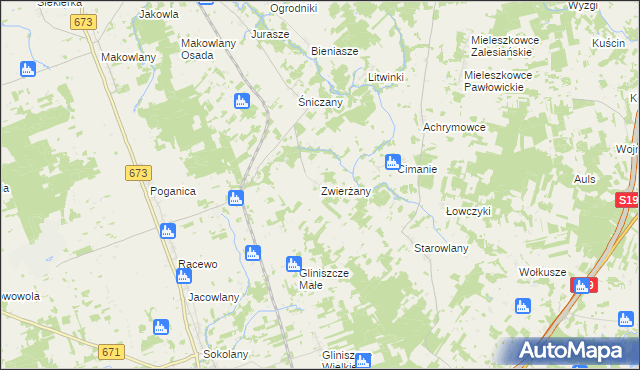 mapa Zwierżany, Zwierżany na mapie Targeo