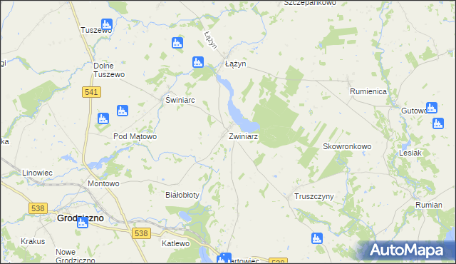 mapa Zwiniarz, Zwiniarz na mapie Targeo