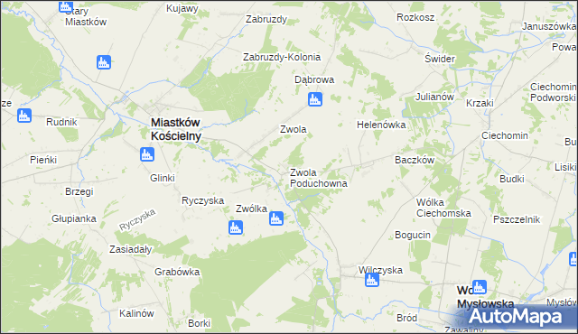 mapa Zwola Poduchowna, Zwola Poduchowna na mapie Targeo