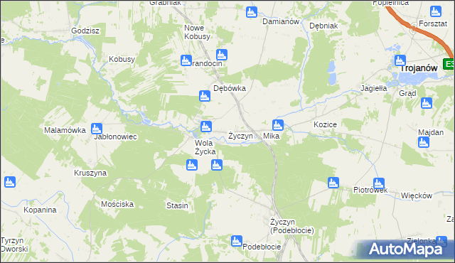 mapa Życzyn, Życzyn na mapie Targeo