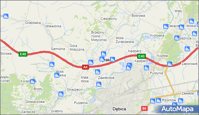 mapa Żyraków, Żyraków na mapie Targeo
