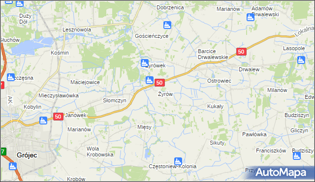 mapa Żyrów, Żyrów na mapie Targeo