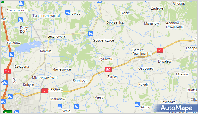 mapa Żyrówek, Żyrówek na mapie Targeo