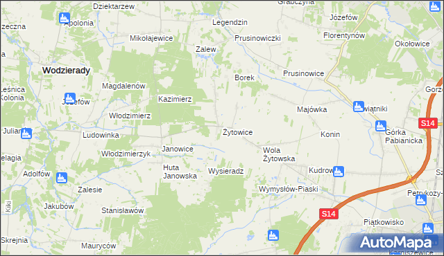 mapa Żytowice, Żytowice na mapie Targeo