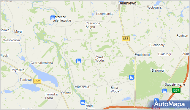 mapa Żywa Woda, Żywa Woda na mapie Targeo