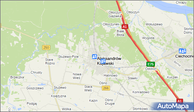 mapa Aleksandrów Kujawski, Aleksandrów Kujawski na mapie Targeo