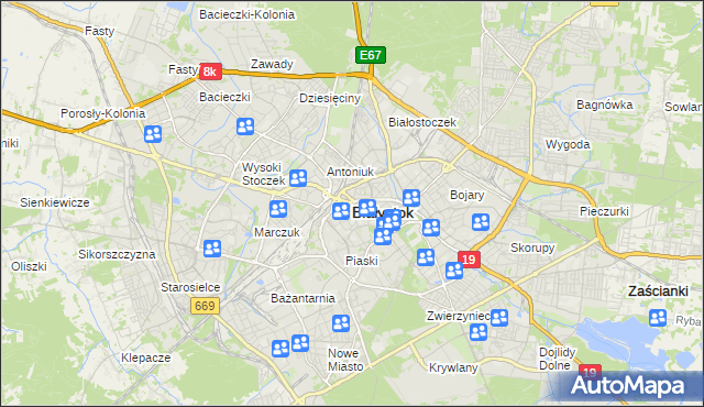 mapa Białegostoku, Białystok na mapie Targeo
