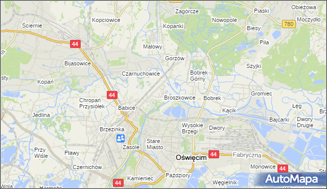 mapa Broszkowice, Broszkowice na mapie Targeo