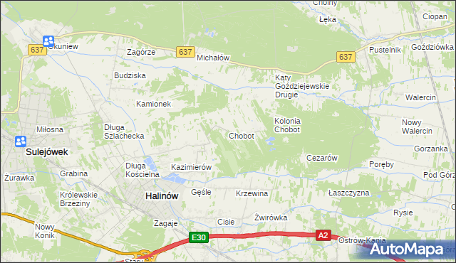 mapa Chobot gmina Halinów, Chobot gmina Halinów na mapie Targeo