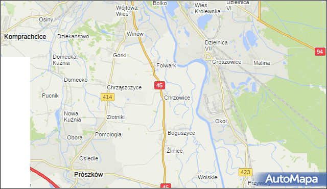 mapa Chrzowice, Chrzowice na mapie Targeo