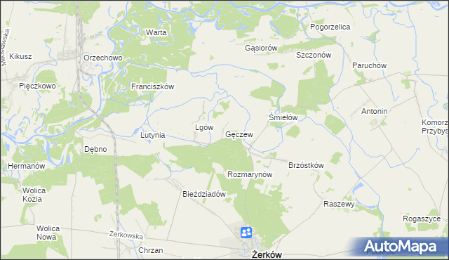 mapa Gęczew, Gęczew na mapie Targeo