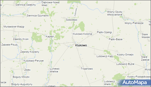mapa Klukowo powiat wysokomazowiecki, Klukowo powiat wysokomazowiecki na mapie Targeo