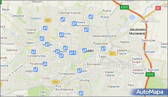 mapa Lublina, Lublin na mapie Targeo