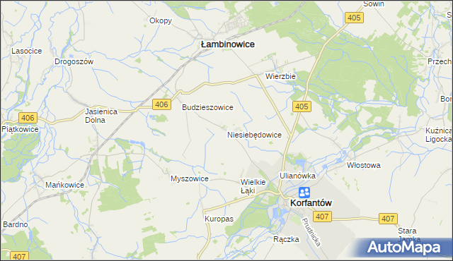 mapa Niesiebędowice, Niesiebędowice na mapie Targeo