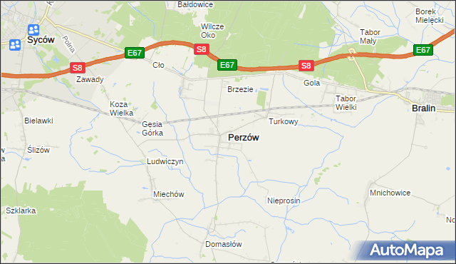 mapa Perzów, Perzów na mapie Targeo