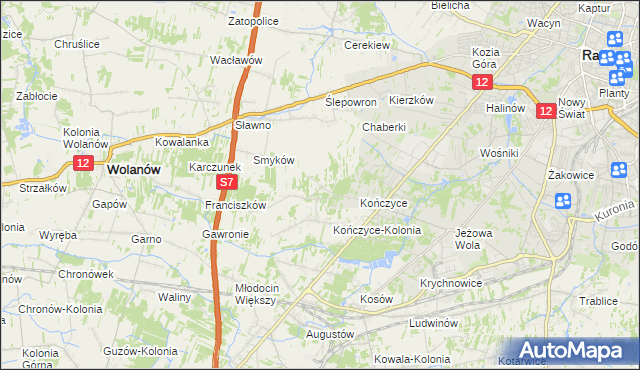 mapa Podkończyce, Podkończyce na mapie Targeo