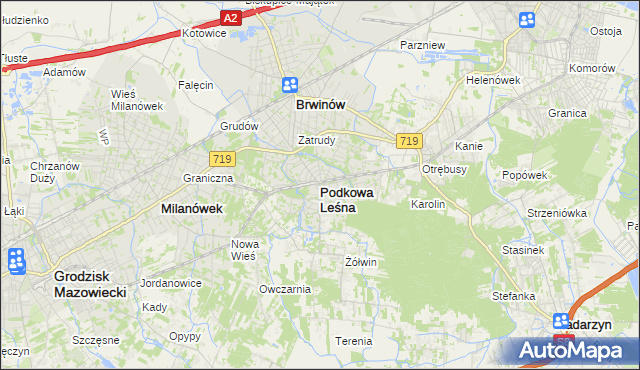 mapa Podkowa Leśna, Podkowa Leśna na mapie Targeo
