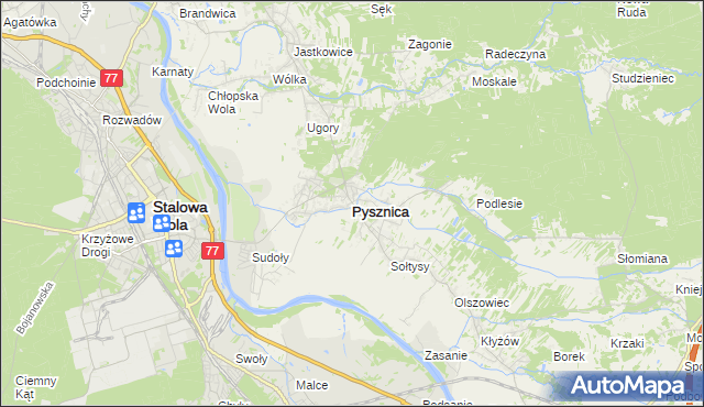 mapa Pysznica, Pysznica na mapie Targeo