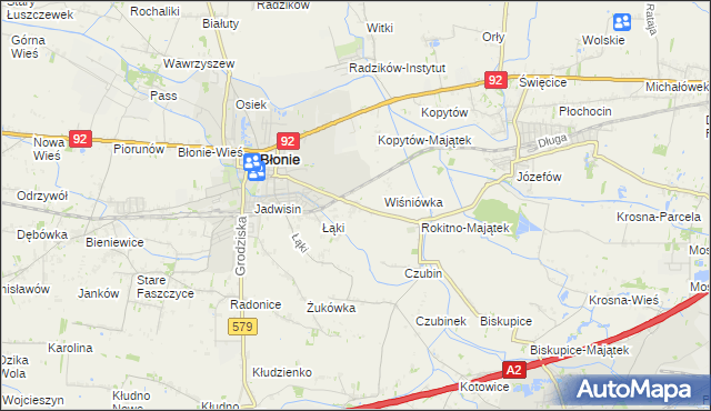 mapa Rokitno gmina Błonie, Rokitno gmina Błonie na mapie Targeo