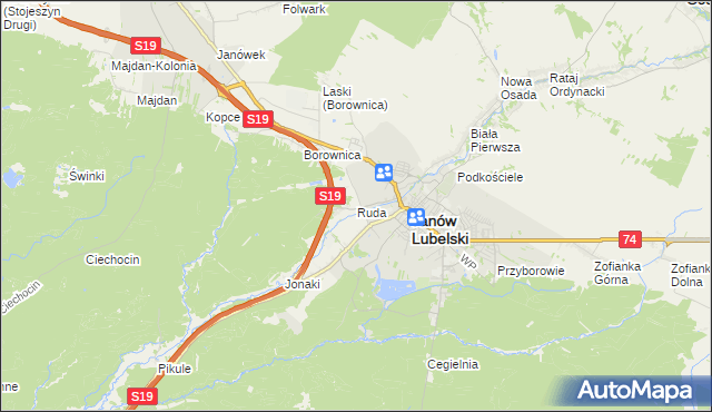 mapa Ruda gmina Janów Lubelski, Ruda gmina Janów Lubelski na mapie Targeo