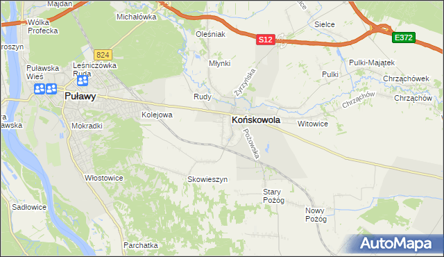 mapa Stara Wieś gmina Końskowola, Stara Wieś gmina Końskowola na mapie Targeo