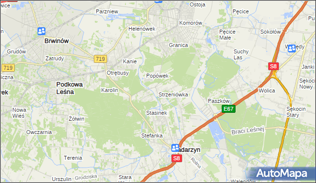 mapa Strzeniówka, Strzeniówka na mapie Targeo