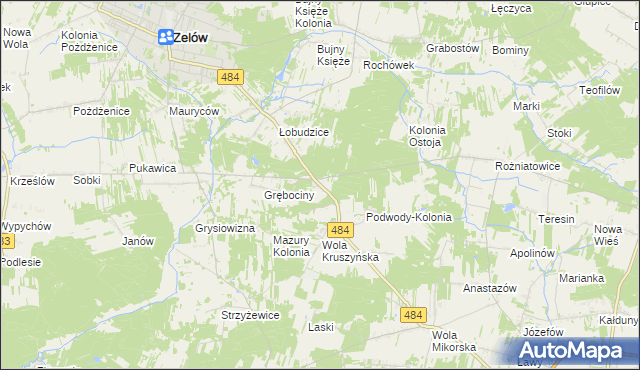 mapa Wygoda gmina Bełchatów, Wygoda gmina Bełchatów na mapie Targeo