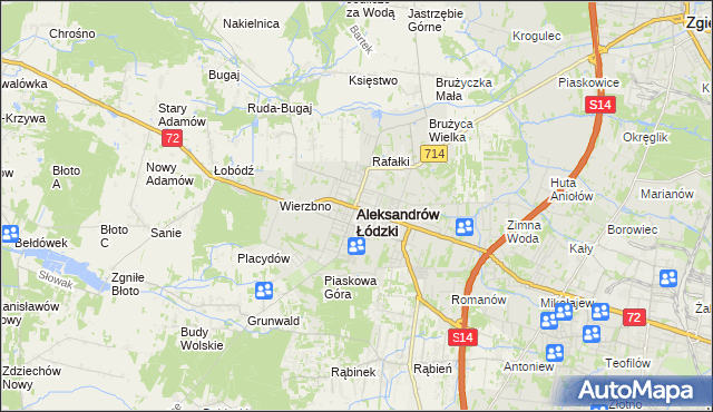 mapa Aleksandrów Łódzki, Aleksandrów Łódzki na mapie Targeo