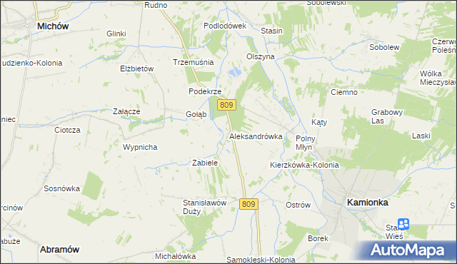mapa Aleksandrówka gmina Michów, Aleksandrówka gmina Michów na mapie Targeo