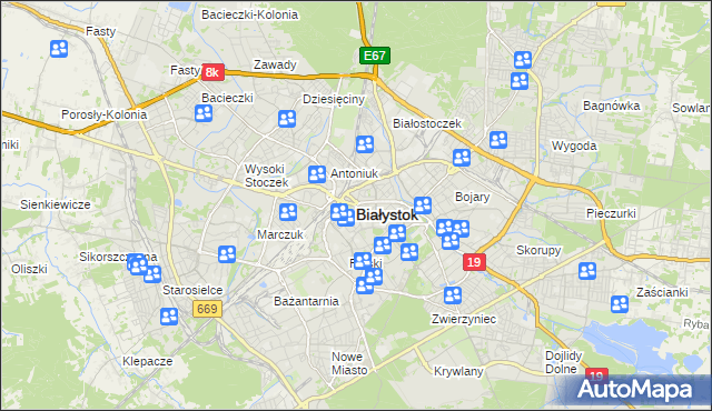 mapa Białegostoku, Białystok na mapie Targeo