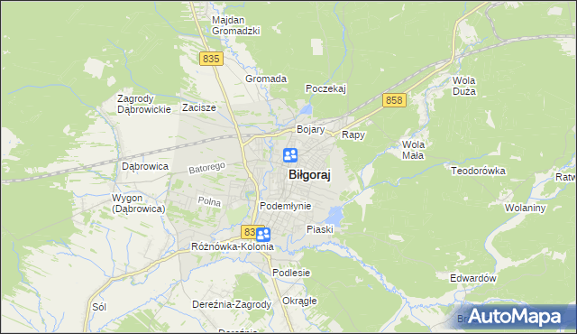 mapa Biłgoraj, Biłgoraj na mapie Targeo