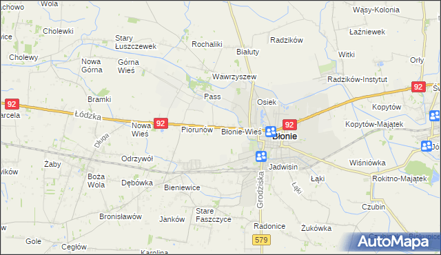 mapa Błonie-Wieś, Błonie-Wieś na mapie Targeo