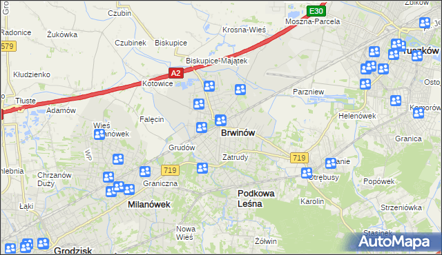 mapa Brwinów, Brwinów na mapie Targeo