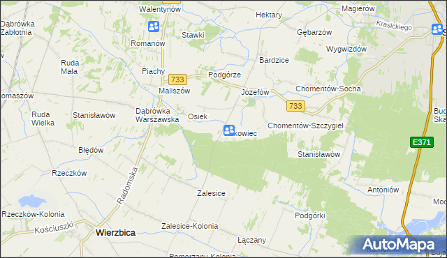 mapa Bukowiec gmina Kowala, Bukowiec gmina Kowala na mapie Targeo