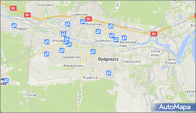 mapa Bydgoszczy, Bydgoszcz na mapie Targeo