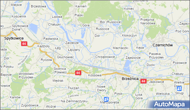 mapa Chrząstowice gmina Brzeźnica, Chrząstowice gmina Brzeźnica na mapie Targeo