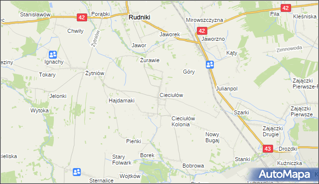 mapa Cieciułów, Cieciułów na mapie Targeo