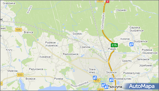 mapa Czarków gmina Pszczyna, Czarków gmina Pszczyna na mapie Targeo