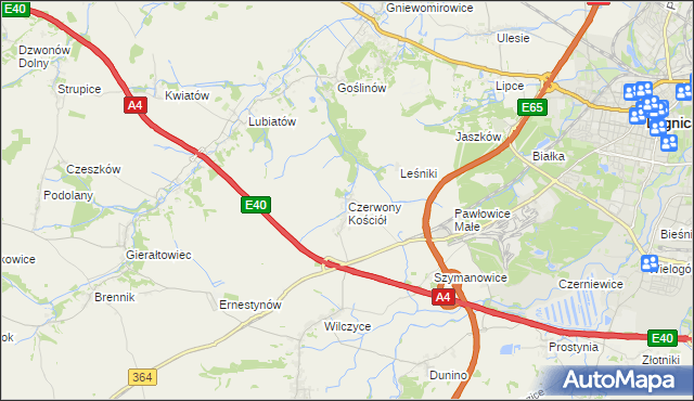 mapa Czerwony Kościół, Czerwony Kościół na mapie Targeo