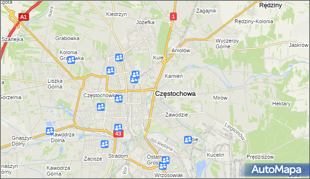 mapa Częstochowy, Częstochowa na mapie Targeo