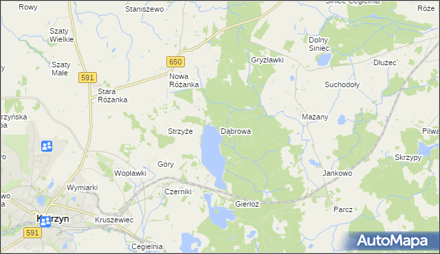 mapa Dąbrowa gmina Kętrzyn, Dąbrowa gmina Kętrzyn na mapie Targeo