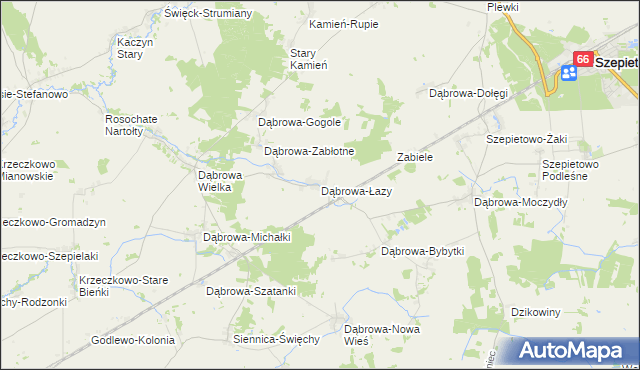mapa Dąbrowa-Łazy gmina Szepietowo, Dąbrowa-Łazy gmina Szepietowo na mapie Targeo
