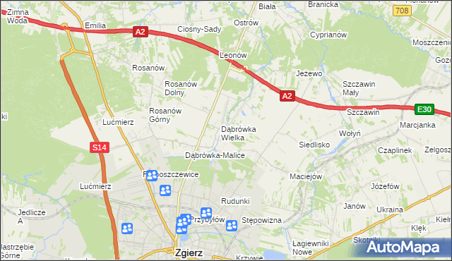 mapa Dąbrówka-Strumiany, Dąbrówka-Strumiany na mapie Targeo