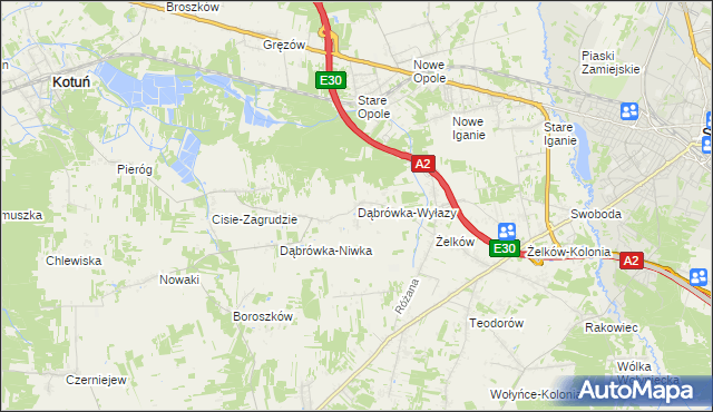 mapa Dąbrówka-Wyłazy, Dąbrówka-Wyłazy na mapie Targeo