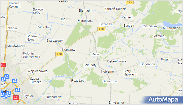 mapa Dębe gmina Żelazków, Dębe gmina Żelazków na mapie Targeo