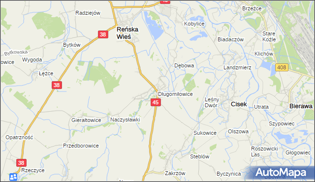 mapa Długomiłowice, Długomiłowice na mapie Targeo