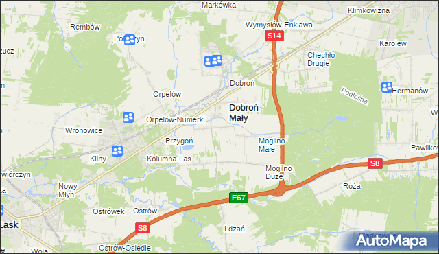 mapa Dobroń Duży, Dobroń Duży na mapie Targeo